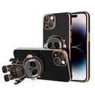 For iPhone 14 Pro Max Emoji Astronaut Holder Phone Case with Lens Film (Black) - 1