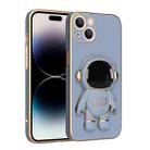 For iPhone 14 Pro Plating Astronaut Holder Phone Case(Sierra Blue) - 1