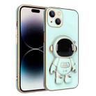 For iPhone 14 Pro Plating Astronaut Holder Phone Case(Matcha Green) - 1