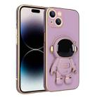 For iPhone 14 Pro Plating Astronaut Holder Phone Case(Purple) - 1