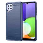 For Samsung Galaxy A22 Brushed Texture Carbon Fiber TPU Phone Case(Blue) - 1