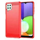 For Samsung Galaxy F22 Brushed Texture Carbon Fiber TPU Phone Case(Red) - 1