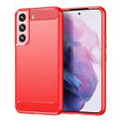 For Samsung Galaxy S22+ Brushed Texture Carbon Fiber TPU Phone Case(Red) - 1