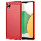 For Samsung Galaxy A03 Core Brushed Texture Carbon Fiber TPU Phone Case(Red) - 1