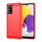 For Samsung Galaxy A03s US Version Brushed Texture Carbon Fiber TPU Phone Case(Red) - 1