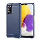 For Samsung Galaxy A03s US Version Brushed Texture Carbon Fiber TPU Phone Case(Blue) - 1