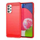 For Samsung Galaxy M23 Brushed Texture Carbon Fiber TPU Phone Case(Red) - 1