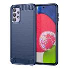 For Samsung Galaxy M23 Brushed Texture Carbon Fiber TPU Phone Case(Blue) - 1
