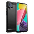 For Samsung Galaxy M53 Brushed Texture Carbon Fiber TPU Phone Case(Black) - 1