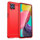 For Samsung Galaxy M53 Brushed Texture Carbon Fiber TPU Phone Case(Red) - 1