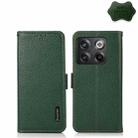 For OnePlus 10T/Ace Pro KHAZNEH Side-Magnetic Litchi Genuine Leather RFID Phone Case(Green) - 1