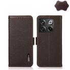 For OnePlus 10T/Ace Pro KHAZNEH Side-Magnetic Litchi Genuine Leather RFID Phone Case(Brown) - 1