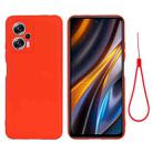 For Xiaomi Poco X4 GT/Redmi Note 11T Pro/Redmi K50i Pure Color Liquid Silicone Shockproof Full Coverage Phone Case(Red) - 1