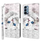 For OnePlus Nord N200 5G 3D Painted Leather Phone Case(Reflection White Cat) - 1