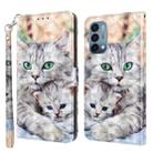 For OnePlus Nord N200 5G 3D Painted Leather Phone Case(Two Loving Cats) - 1
