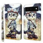 For Google Pixel 6a 3D Painted Leather Phone Case(Naughty Cat) - 1