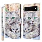 For Google Pixel 6a 3D Painted Leather Phone Case(Two Loving Cats) - 1