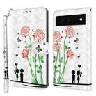 For Google Pixel 6a 3D Painted Leather Phone Case(Couple Rose) - 1