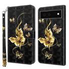 For Google Pixel 6a 3D Painted Leather Phone Case(Golden Swallow Butterfly) - 1