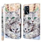 For OPPO A16 / A16s / A54s 3D Painted Leather Phone Case(Two Loving Cats) - 1