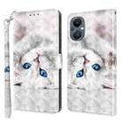 For OPPO A96 5G / Reno7 Z 3D Painted Leather Phone Case(Reflection White Cat) - 1