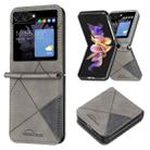 For Samsung Galaxy Z Flip5 Rhombus Texture Leather Phone Case(Grey) - 1