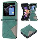 For Samsung Galaxy Z Flip5 Rhombus Texture Leather Phone Case(Green) - 1