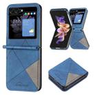 For Samsung Galaxy Z Flip5 Rhombus Texture Leather Phone Case(Blue) - 1