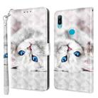 For Huawei Y6 2019 / Y6 Pro 2019 3D Painted Leather Phone Case(Reflection White Cat) - 1