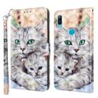 For Huawei Y6 2019 / Y6 Pro 2019 3D Painted Leather Phone Case(Two Loving Cats) - 1