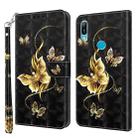 For Huawei Y6 2019 / Y6 Pro 2019 3D Painted Leather Phone Case(Golden Swallow Butterfly) - 1
