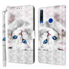 For Honor 20 Lite / 20i / 10i / 10 Lite 3D Painted Leather Phone Case(Reflection White Cat) - 1