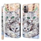 For Nokia G11 / G21 3D Painted Leather Phone Case(Two Loving Cats) - 1