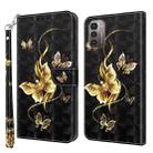 For Nokia G11 / G21 3D Painted Leather Phone Case(Golden Swallow Butterfly) - 1