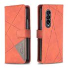 For Samsung Galaxy Z Fold4 BF05 Magnetic Buckle Rhombus Texture Leather Phone Case(Brown) - 1