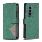 For Samsung Galaxy Z Fold4 BF05 Magnetic Buckle Rhombus Texture Leather Phone Case(Green) - 1