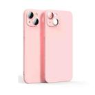 For iPhone 14 Plus Lens Glass Film Liquid TPU Phone Case (Pink) - 1