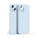 For iPhone 14 Plus Lens Glass Film Liquid TPU Phone Case (Sierra Blue) - 1