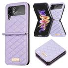 For Samsung Galaxy Z Flip4 Elegant Rhombic Texture PU Phone Case(Purple) - 1