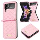 For Samsung Galaxy Z Flip4 Elegant Rhombic Texture PU Phone Case(Pink) - 1