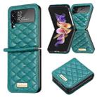 For Samsung Galaxy Z Flip4 Elegant Rhombic Texture PU Phone Case(Green) - 1