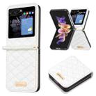 For Samsung Galaxy Z Flip5 Elegant Rhombic Texture Leather Phone Case(White) - 1