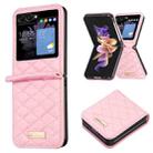 For Samsung Galaxy Z Flip5 Elegant Rhombic Texture Leather Phone Case(Pink) - 1