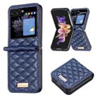 For Samsung Galaxy Z Flip5 Elegant Rhombic Texture Leather Phone Case(Blue) - 1