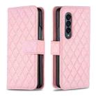For Samsung Galaxy Z Fold4 Diamond Lattice Wallet Leather Flip Phone Case(Pink) - 1