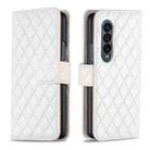For Samsung Galaxy Z Fold4 Diamond Lattice Wallet Leather Flip Phone Case(White) - 1