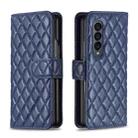 For Samsung Galaxy Z Fold4 Diamond Lattice Wallet Leather Flip Phone Case(Blue) - 1