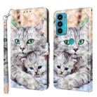 For Motorola Moto E20 / E30 / E40 3D Painted Leather Phone Case(Two Loving Cats) - 1