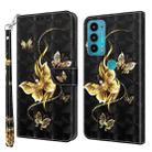 For Motorola Moto E20 / E30 / E40 3D Painted Leather Phone Case(Golden Swallow Butterfly) - 1