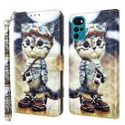 For Motorola Moto G22 3D Painted Leather Phone Case(Naughty Cat) - 1